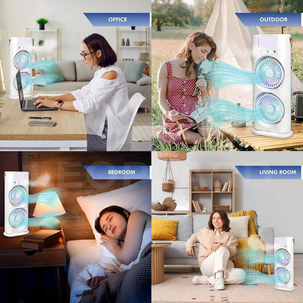 Electric Fan Desktop Double-head Powerful Air Cooler (1 Pc  With Remote)